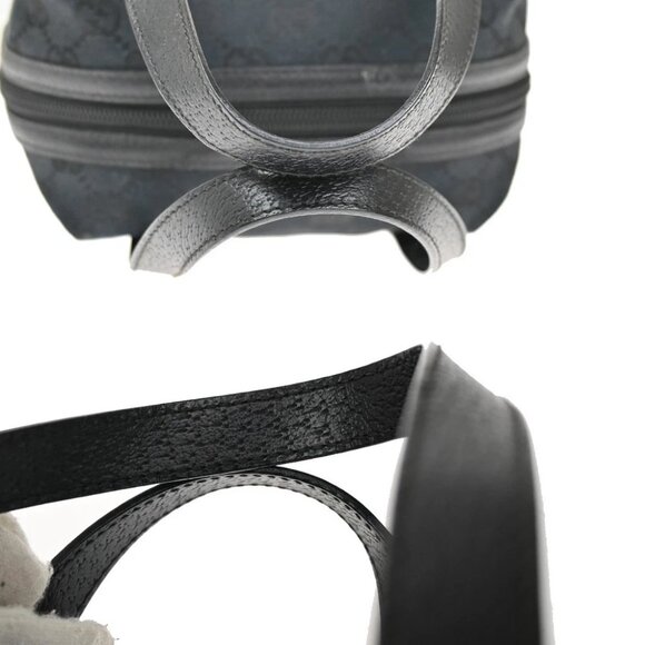 GUCCI GG Logo Pattern Shoulder Bag Canvas Leather Black Gold Italy - Picture 10 of 14